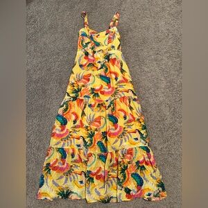 Anthropologie Yellow and Red Spaghetti Strap Sundress